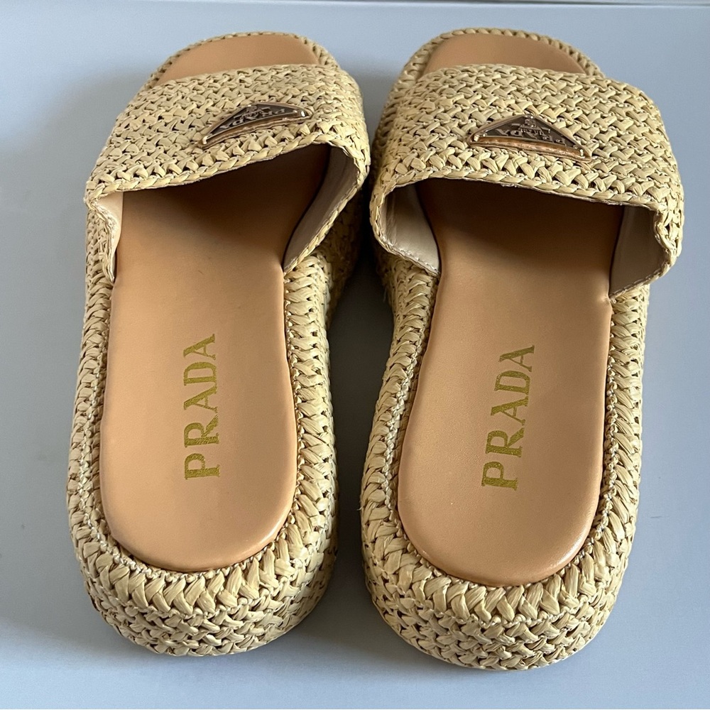 Prada Platform Woven Slide Sandals - Picture 6 of 6